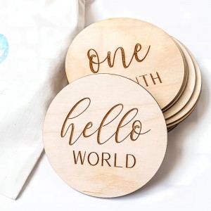 Дървен артефакт бременна бебешка месечна карта дървена месечна възпоменателна карта за отглеждане на карта